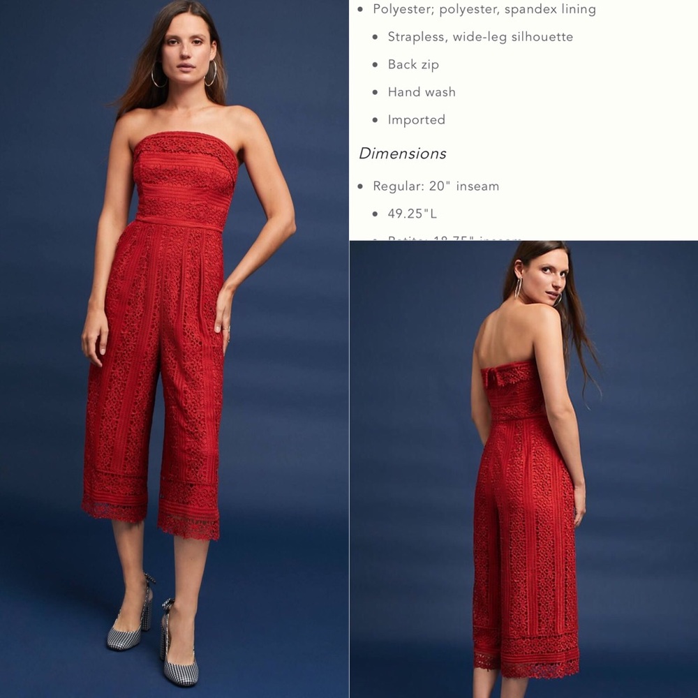 Anthropologie Stowe Lace Jumpsuit, M